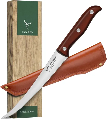 Vista 12 de TAN REN Juego de 3 Cuchillos de Carnicero para Cortar Carne, Cuchillos Cuchillas de Carnicero Forjados a Mano con Mango de Madera, Juego de Juego