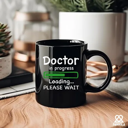 Vista 6 de Panvola Doctor in Progress Loading Doctor - Taza divertida de graduación para estudiantes de doctorado en medicina, taza de cerámica, 11 onzas, Negro
