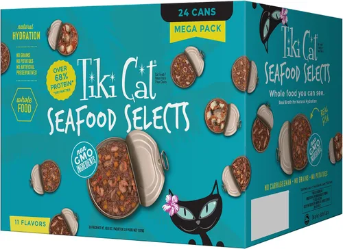 Vista 12 de Tiki Cat® Mega Pack de comida húmeda para gatos, paquete variado de antojos de pollo, lata de 2.8 onzas (24 unidades)