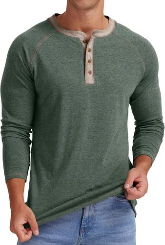 Vista 3 de Sailwind Camiseta de manga larga y corta para hombre Henley de algodón casual