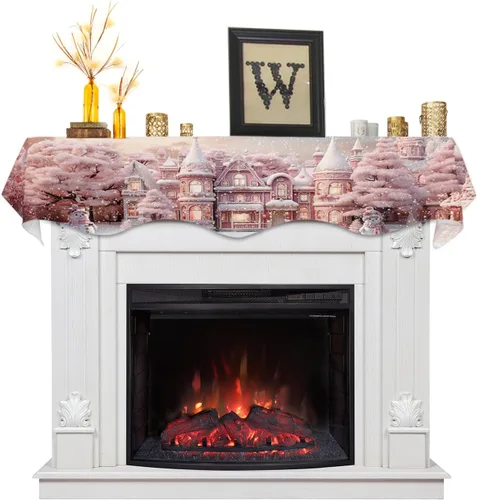 Vista 11 de Funda de bufanda de chimenea de Navidad, mantel superior, bufanda para Navidad, Halloween, Acción de Gracias, otoño, decoración de interiores