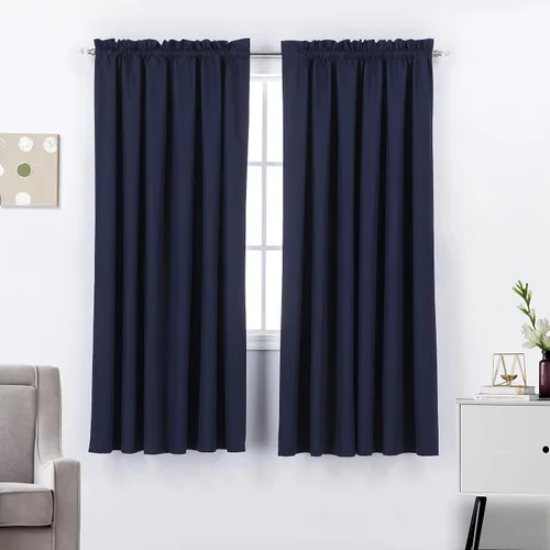 Vista 27 de Diamond Home Linens Cortinas opacas con dobladillo para cortinero de 45 pulgadas de largo para dormitorio, paneles de tratamiento de ventanas