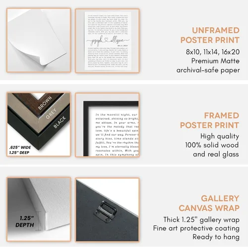 Vista 3 de Letras de canciones personalizadas para pared, regalo de boda de aniversario personalizado para parejas, póster de letras de boda, regalo de primera