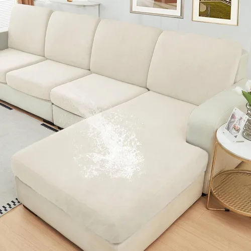 Vista 15 de NAISI Fundas de cojín impermeables de tela de terciopelo grueso lavable, 1 pieza, fundas individuales para sofá modular con parte inferior elástica