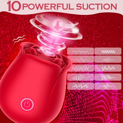 Vista 3 de Yume Rose Toy - Estimulador de clítoris para mujeres, 10 modos de succión y vibración, recargable, silicona suave, silencioso, discreto, juguete