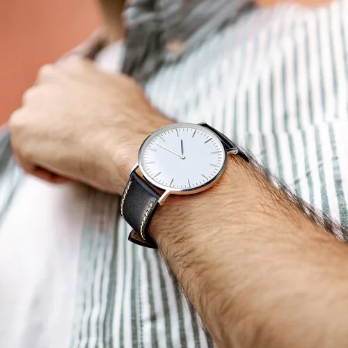 Vista 3 de WOCCI Correas de reloj de lujo, cuero de grano completo, correas de repuesto para hombres y mujeres, ancho de la correa 0.709 in, 0.787 in, 0.866