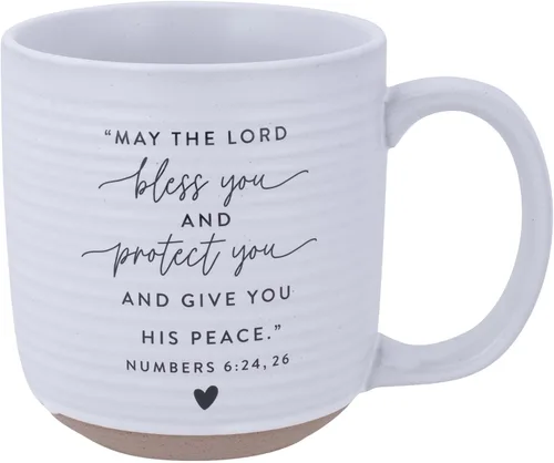 Vista 2 de Lighthouse Christian Products Bless You Hold Onto Hope Rib - Taza de cerámica texturizada blanca de 20 onzas