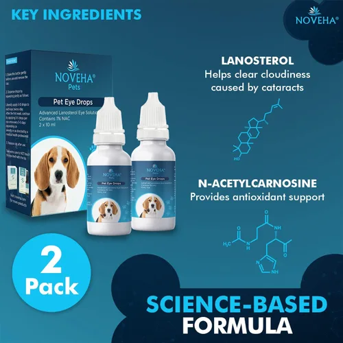Vista 4 de NOVEHA Gotas para Mascotas Solución Avanzada de Lanosterol + NAC (2 x 10 mL)