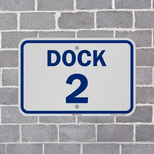 Vista 4 de SmartSign Letrero de número de muelle "Dock 2" Aluminio reflectante de grado diamante 3M de 12 x 18 pulgadas