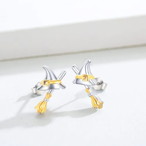 Vista 3 de Eye Earrings 925 Sterling Silver CatWitch HatDemonDragon Stud Earrings for Women Girls