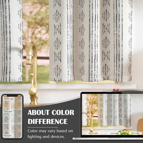 Vista 8 de Jinchan - Cortinas opacas del 95% para cocina estilo boho, cortinas de 24 pulgadas para cafetería, cortinas pequeñas estilo bohemio para dormitorio