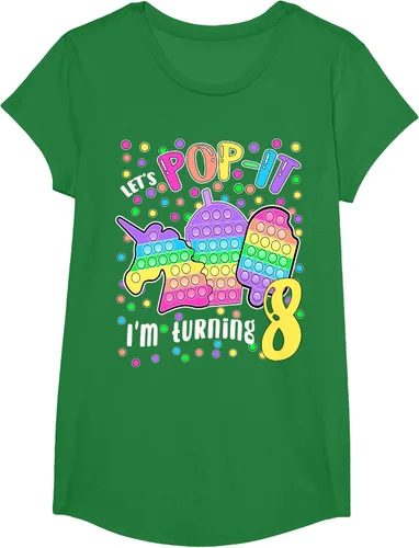Vista 82 de Let's Pop-it I'm turning 8 Colorful 8th Birthday - Camiseta para niña, Negro