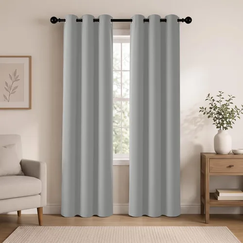 Vista 13 de Cortinas de oscurecimiento de habitación de 45 pulgadas de largo para dormitorio y sala de estar, cortinas térmicas aislantes con ojales