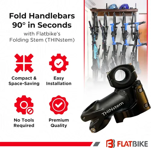 Vista 9 de Tallo plegable de bicicleta – THINstem – Vástago plegable para manillar MTB y carretera – Vástago de bicicleta ajustable para almacenamiento