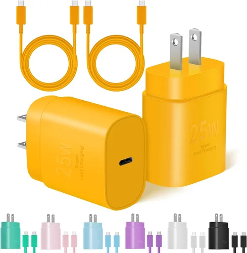 Vista 8 de Cargador tipo C de carga rápida, paquete de 2 [3.05m y 1.83m] cable USB C largo con bloque de cargador súper rápido de 25W para teléfono compatible