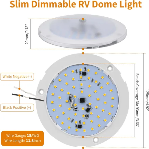 Vista 2 de RVZONE Luces interiores de caravana, luz LED de techo de 5 pulgadas, regulable, 12 voltios, luces LED de 12 V, luces de disco RV de 4.5 W, luz