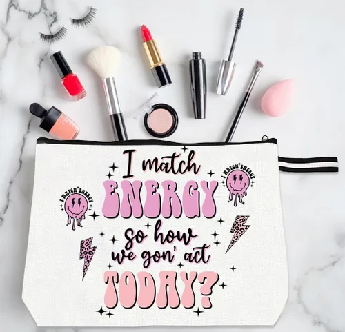 Vista 6 de Bolsa de maquillaje inspirada para mujer, bonita bolsa de cosméticos para amigos y familia, bolsa de aseo de viaje, bolsa de cosméticos portátil
