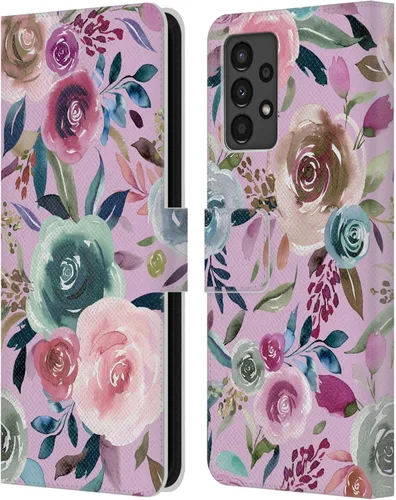 Vista 234 de Head Case Designs Officially Licensed Ninola Abstract Poppies Lilac Floral Leather Wallet Case Compatible with Samsung Galaxy A07 4G