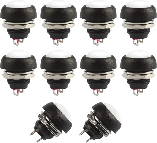 Vista 14 de Ampper Mini interruptores momentáneos de botón, 2 pines de encendido y apagado 1A, 250 V, CA, 0.276 in, redondo, SPST, interruptor de botón Negro