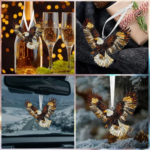 Vista 8 de FLAGWIX Regalos de águila calva de Navidad para hombres y mujeres - Adornos acrílicos planos 2D (no 3D) 2025 para decoraciones - Adorno de águila