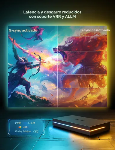 Vista 3 de Govee Caja de sincronización HDMI 2.1 2, Caja de sincronización AI con retroiluminación para TV, compatible con 8K@60Hz, 4K@144Hz, VRR y ALLM