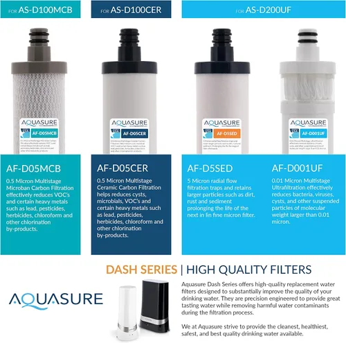 Vista 7 de Aquasure Sistema de filtración de agua potable para encimera de la serie Dash con bloque de carbono de 0.5 micrones (blanco)