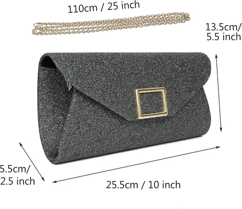 Vista 2 de sioglam Bolso de mano de noche con purpurina para mujeres y niñas, bolsa de baile de graduación, cóctel, fiesta, boda, noche