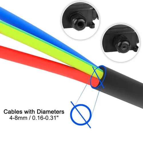 Vista 5 de 2 piezas impermeables externas de 2 vías PG9 caja de conexiones eléctricas subterráneas, cables de cable de alimentación, protección del conector