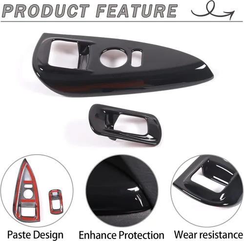 Vista 3 de Lcojicep Marco de interruptor de elevación de vidrio compatible con Corvette C6 Z06 ZR1 2005-2013 botón de elevación de cristal de ventana