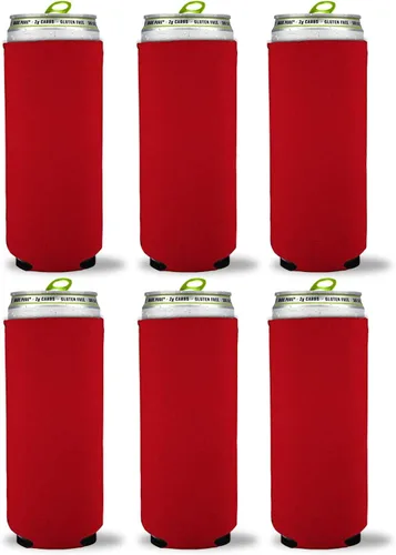 Vista 5 de Kropsis Fundas plegables para enfriar latas delgadas de 12 onzas, tela en blanco, espuma de buceo (negro, 6)