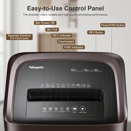 Vista 7 de Wingwise Trituradora de papel micro cortada de 16 hojas resistente