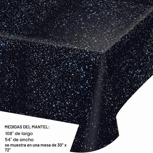 Vista 2 de Creative Converting 725533 - Mantel de plástico de diseño espacial, 54 por 108 pulgadas, color negro