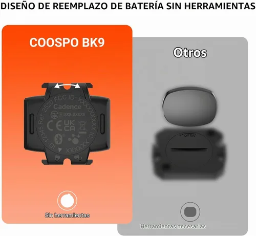 Vista 3 de COOSPO Speed/Cadence Sensor BK9 for Indoor/Outdoor Cycling, Bluetooth 5.0 ANT+ Wireless Cycling RPM Cadence Speed Sensor BK9 Set Cadence Speed