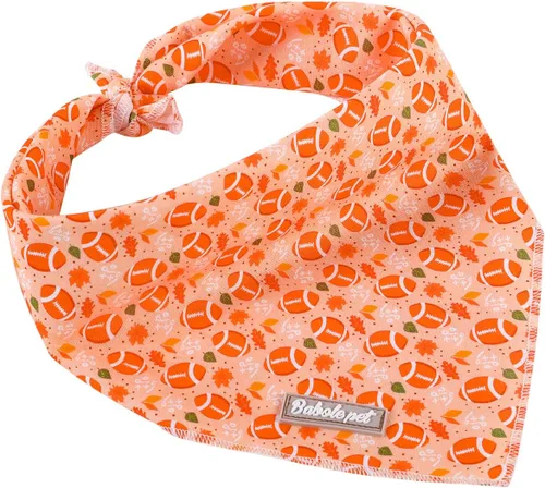 Vista 4 de Bandanas de otoño para perros de fútbol americano, de algodón, lavables, cómodas, triangulares, ajustable, para perros pequeños, medianos y grandes