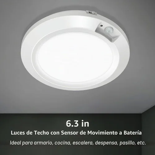 Vista 2 de Luces LED de armario con sensor de movimiento para interiores, funciona con pilas, 210LM 6000K, blanco frío para lavandería, escalera, pasillo
