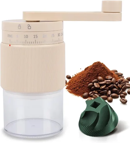 Vista 8 de Molinillo de café manual con rebabas cónicas de cerámica, grosor ajustable, molinillo de café de mano de capacidad de 1.06 oz para expreso, prensa