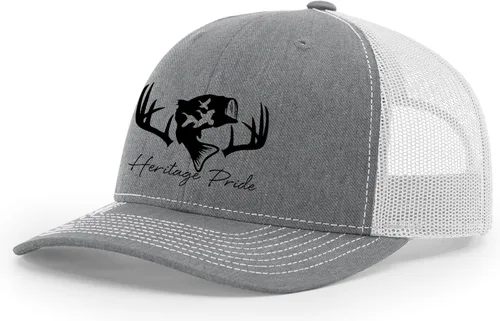 Vista 22 de Heritage Pride Sombrero de camionero de malla bordada para hombre de caza de pato de pesca de ciervos