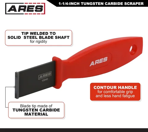 Vista 2 de ARES 10040 - Rascador de carburo de tungsteno - Hoja de 1-1/4 pulgadas de ancho - Punta de hoja de carburo de tungsteno con acabado abrasivo