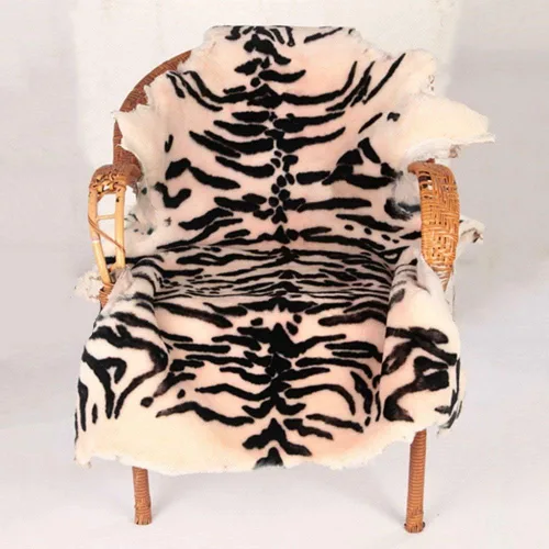 Vista 12 de Alfombra de Área Estilo Chic con Estampado de Tigre Leopardo Piel de Oveja Australiana Alfombra Suave de Felpa Manta de Piel de Cordero Alfombra