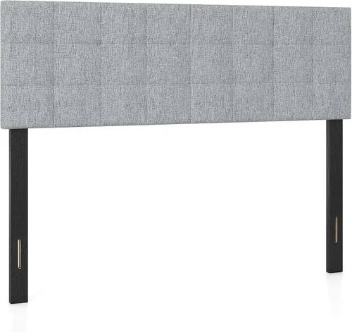 Vista 14 de KOMFOTT - Cabecera tapizada en tela de lino para cama tamaño Full/Queen, cabecera rectangular con patas de madera maciza y ancho ajustable, cabecera