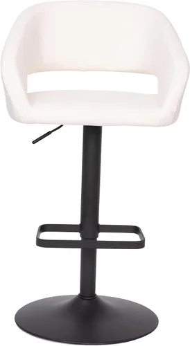 Vista 10 de Taylor + Logan Jenna - Taburete giratorio ajustable de 360 grados con base negra en vinilo blanco Vinilo blanco/marco negro