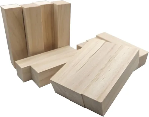 Vista 7 de MUXGOA 12 bloques de madera para tallar, bloques de corte sin terminar de 4 x 1 x 1 pulgadas, cubos de madera rectangulares para hacer manualidades