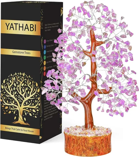 Vista 15 de YATHABI Escultura de gema de turmalina negra, árbol de cristal, decoración de Feng Shui, árbol de dinero de buena suerte