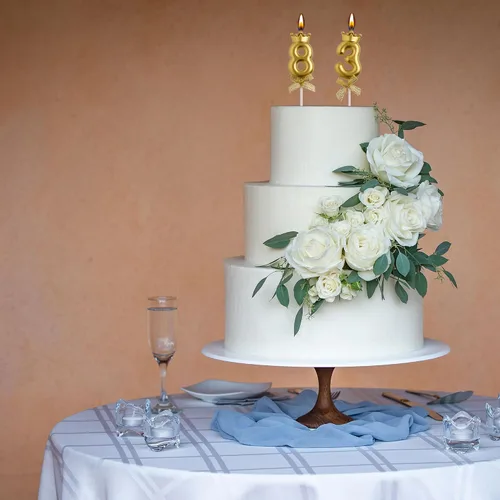 Vista 6 de Velas de cumpleaños número 38 y 83, velas doradas de cumpleaños con número 83 y 38 años, decoraciones de fiesta de cumpleaños, regalos para mujeres