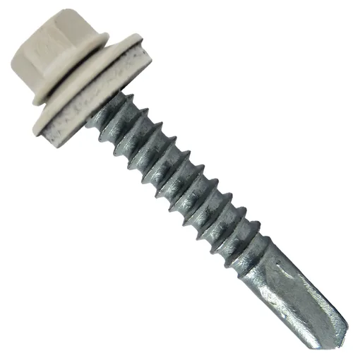 Vista 14 de 12 tornillos para techos de metal ABC gris tipo 3 de 1-1/2 pulgadas, punta de taladro de cabeza hexagonal, arandela EPDM de 9/16 pulgadas. 1 bolsa