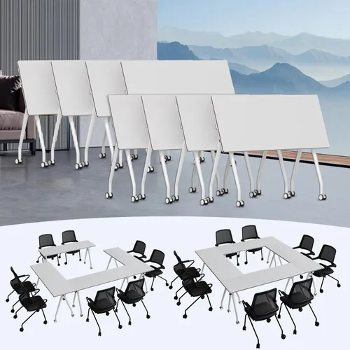 Vista 17 de Paquete de 2 mesas de conferencias plegables, mesa de reunión modular de 1915-gris