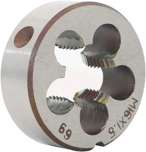 Vista 16 de HSS 0.118 in X 0.5 Mano derecha métrica redonda muere, rosca de máquina muere paso M3 X 0.020 in para el mecanizado de moldes, acero de aleación