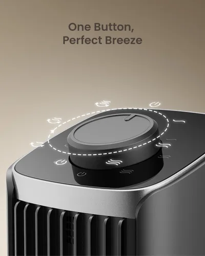 Vista 9 de PNTCK Ventilador para dormitorio, ventilador de torre de 13 pulgadas con 3 velocidades máximas de 23 pies/s, ventilador de escritorio oscilante