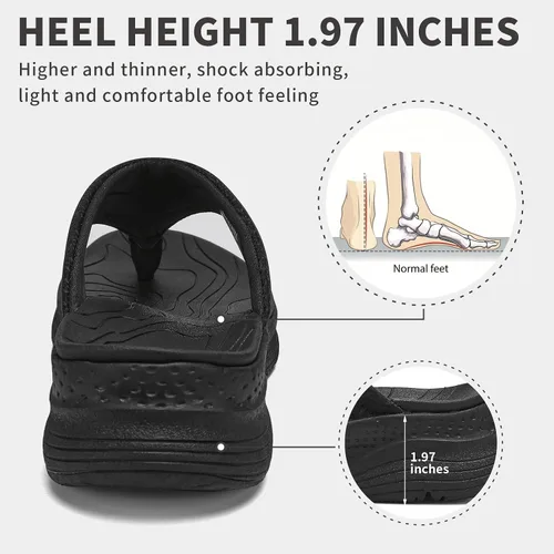 Vista 4 de Chanclas de plataforma ortopédicas para mujer con soporte de arco, sandalias de pata de gallo cómodas para recuperación, para caminar, con cierre