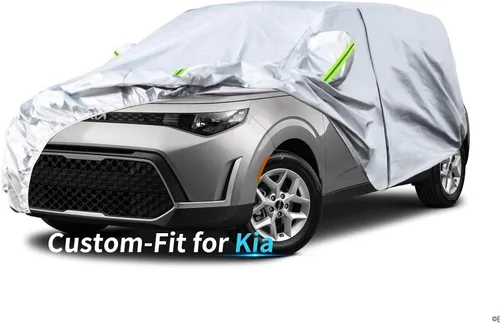 Vista 17 de Funda a medida para automóvil Kia, 7 capas de cubierta impermeable para automóvil, para todo tipo de clima, para exteriores, cubierta completa